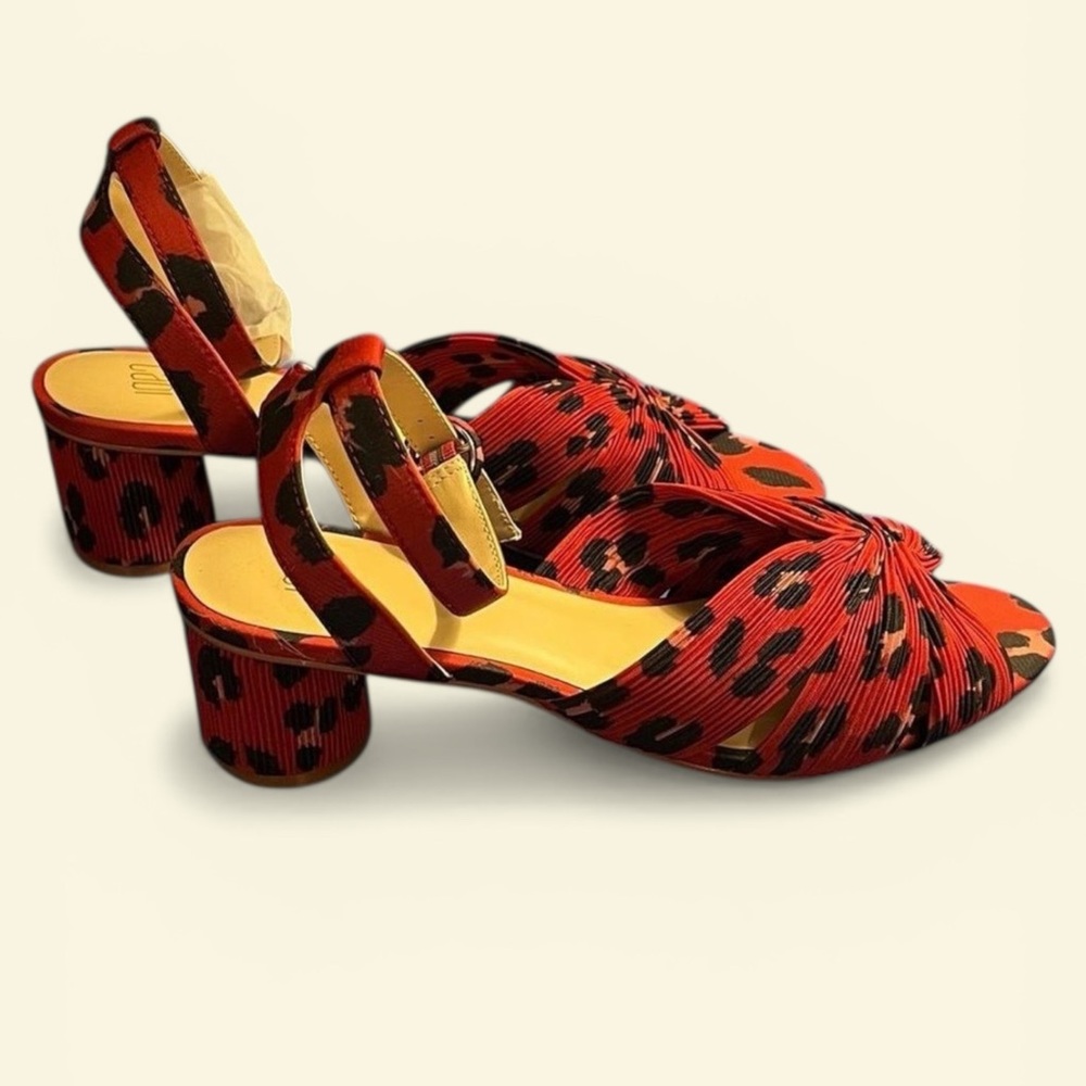 CAbi Red and Black Patterned Low Heels  Size 8